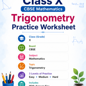 Grade 10 CBSE Mathematics Trigonometry Practice Worksheet Board Question Papers with Answer Key